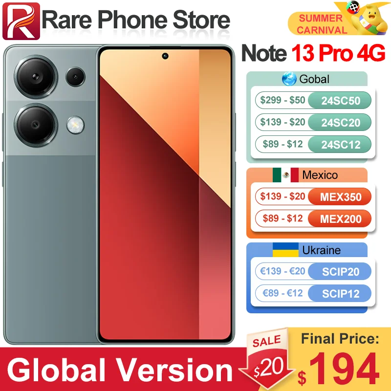 ۷ι  Redmi Note 13 Pro, MediaTek Helio G99-Ultra, 6.67 ġ AMOLED ÷, 200MP + 16MP ī޶, 5000mAh ͸, 4G, 256GB,